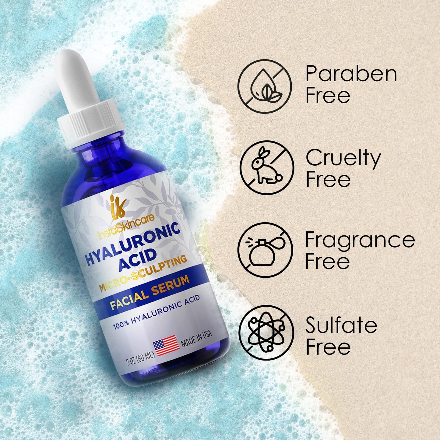 Pure Hyaluronic Acid Serum for Face 2 Oz Medical Quality Hydrating for Skin Lips
